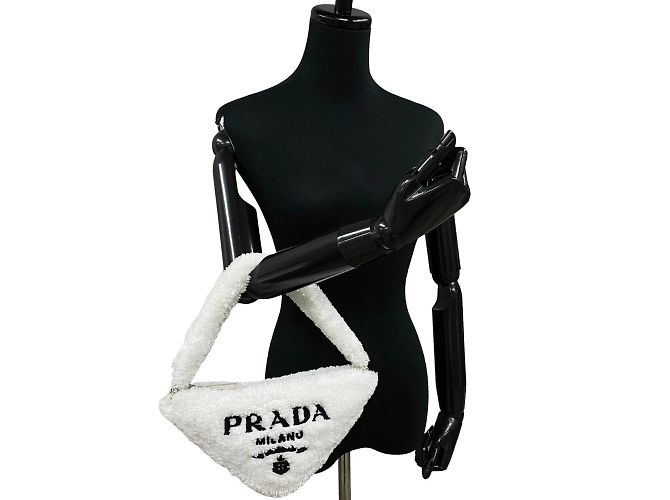 Tote Bolso de mano de toalla con logo triangular Prada Blanco - vista 2