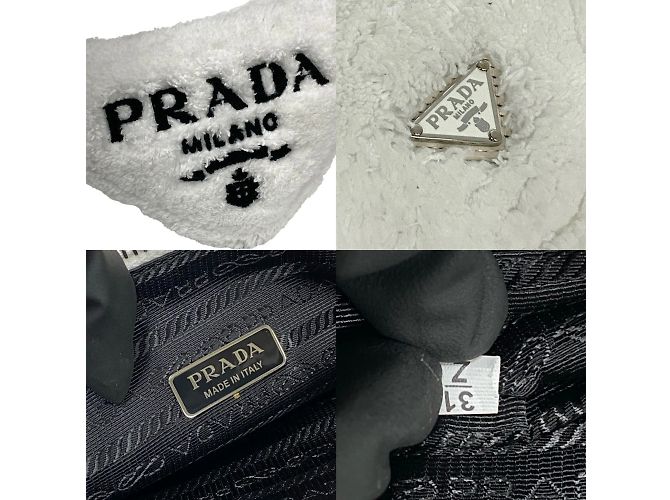 Tote Bolso de mano de toalla con logo triangular Prada Blanco - vista 3