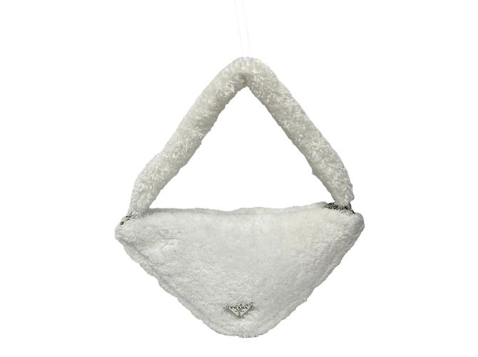 Tote Bolso de mano de toalla con logo triangular Prada Blanco - vista 4