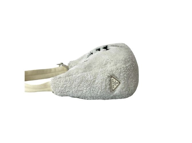 Borsa a mano mini triangolo logo Terry di Prada Bianco - vista 5