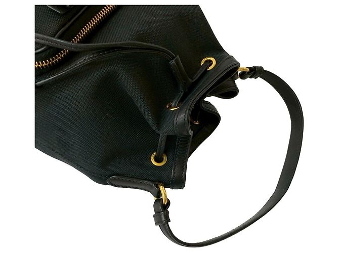 Borsa a mano in tela e pelle con logo Duetto di Prada Nero - vista 4