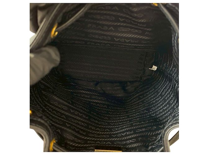 Borsa a mano in tela e pelle con logo Duetto di Prada Nero - vista 9