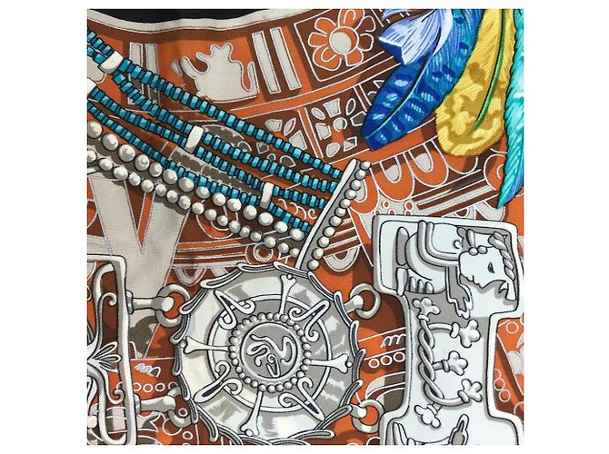 Hermès HERMES Carré 90 Sciarpa Buddha Carnevale Nero Multicolore - vista 7