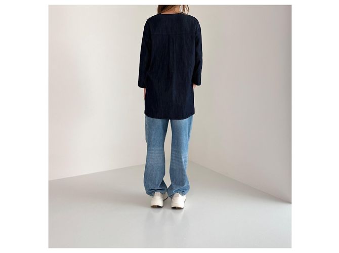 Camisa Max Mara de algodón denim azul con bordado de lentejuelas negras - vista 8