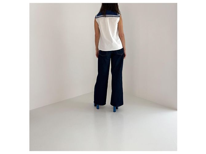 Camicia Marc Jacobs Bianca e Blu in Stile Marinaio in Cotone Bianco - vista 10