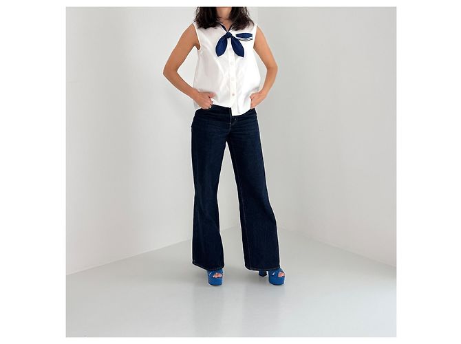 Camicia Marc Jacobs Bianca e Blu in Stile Marinaio in Cotone Bianco - vista 2