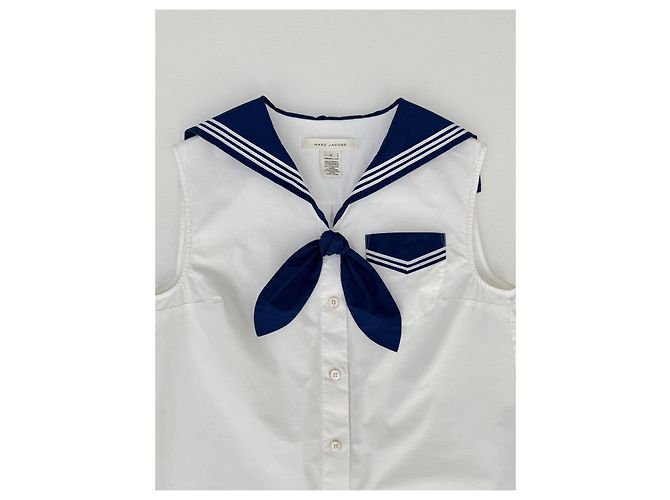 Camicia Marc Jacobs Bianca e Blu in Stile Marinaio in Cotone Bianco - vista 4