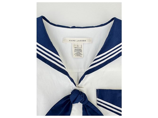 Camicia Marc Jacobs Bianca e Blu in Stile Marinaio in Cotone Bianco - vista 7