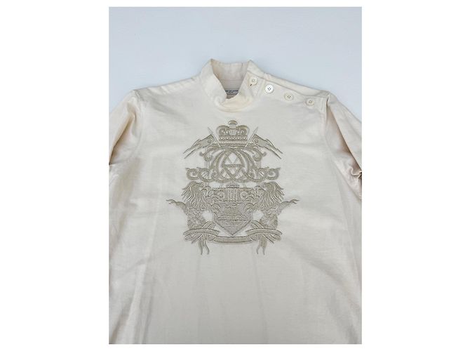Camisa beige bordada Dries Van Noten de algodón y lino - vista 6