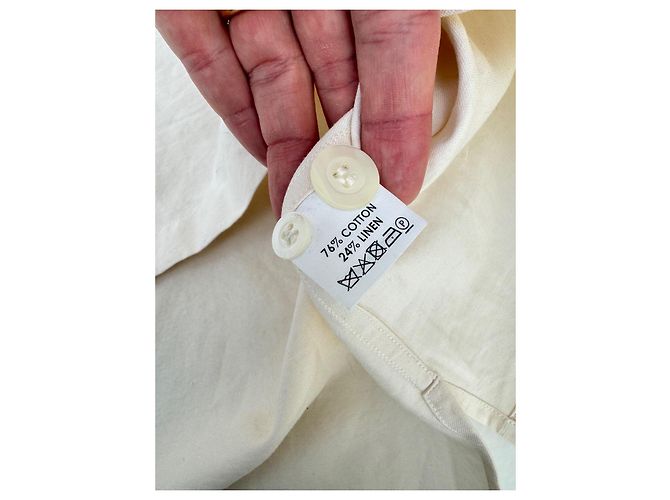 Camisa beige bordada Dries Van Noten de algodón y lino - vista 7