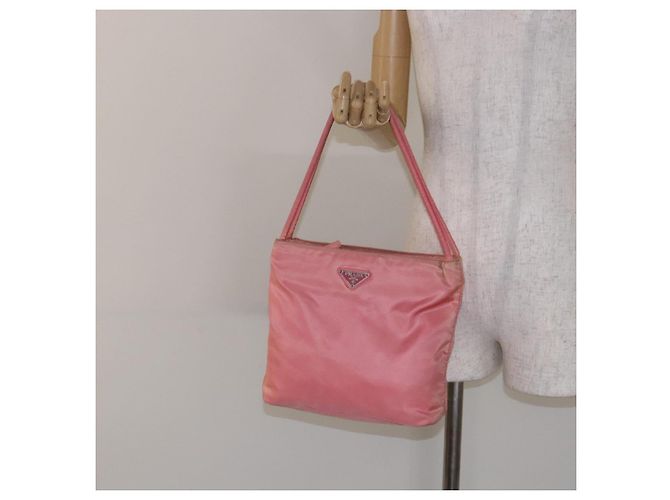 Borsa Tote Prada Nylon Rosa Oro Auth 135667 D'oro - vista 24