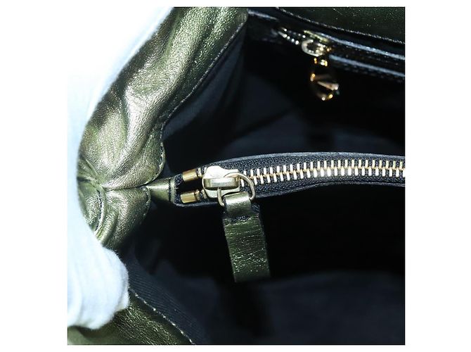 VALENTINO Borsa a mano in pelle verde lime oro Auth ar13709 D'oro - vista 10
