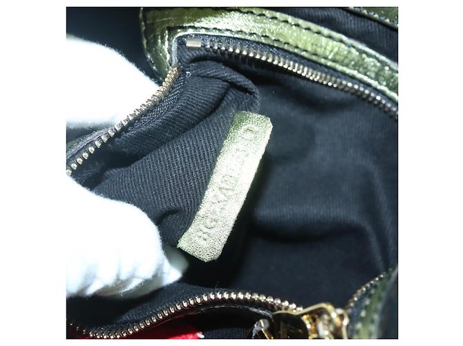 VALENTINO Borsa a mano in pelle verde lime oro Auth ar13709 D'oro - vista 12