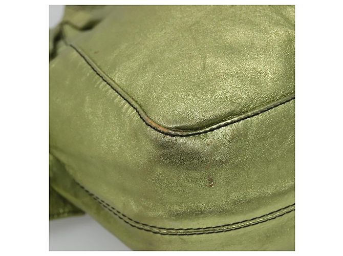 VALENTINO Borsa a mano in pelle verde lime oro Auth ar13709 D'oro - vista 14