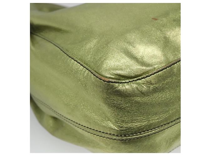 VALENTINO Borsa a mano in pelle verde lime oro Auth ar13709 D'oro - vista 16