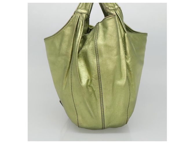 VALENTINO Borsa a mano in pelle verde lime oro Auth ar13709 D'oro - vista 4