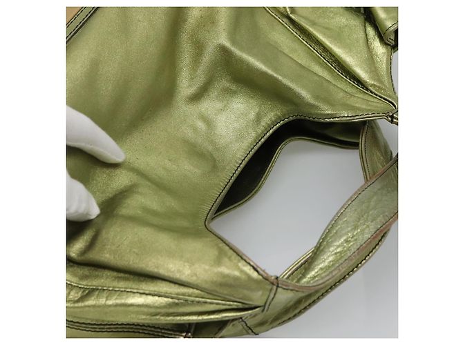 VALENTINO Borsa a mano in pelle verde lime oro Auth ar13709 D'oro - vista 6