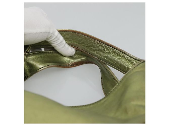 VALENTINO Borsa a mano in pelle verde lime oro Auth ar13709 D'oro - vista 8