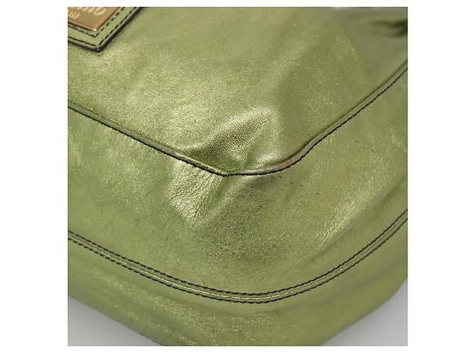 VALENTINO Borsa a mano in pelle verde lime oro Auth ar13709 D'oro - vista 9