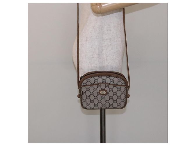 Borsa a Spalla GUCCI GG Plus Supreme PVC Beige Oro Auth sw1190 D'oro - vista 21