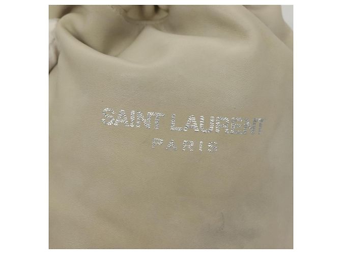 SAINT LAURENT Borsa a Spalla Teddy Small in Pelle Bianca Argento Auth BA4161 Bianco - vista 14