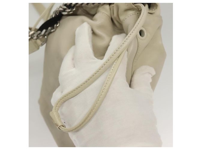SAINT LAURENT Borsa a Spalla Teddy Small in Pelle Bianca Argento Auth BA4161 Bianco - vista 15