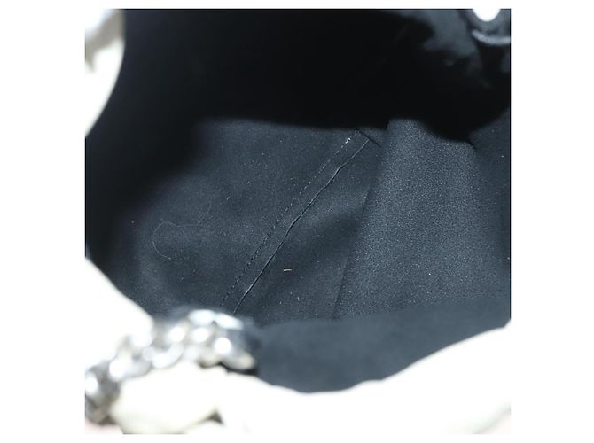 SAINT LAURENT Borsa a Spalla Teddy Small in Pelle Bianca Argento Auth BA4161 Bianco - vista 16