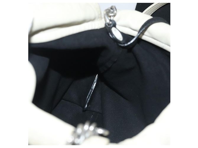 SAINT LAURENT Borsa a Spalla Teddy Small in Pelle Bianca Argento Auth BA4161 Bianco - vista 17