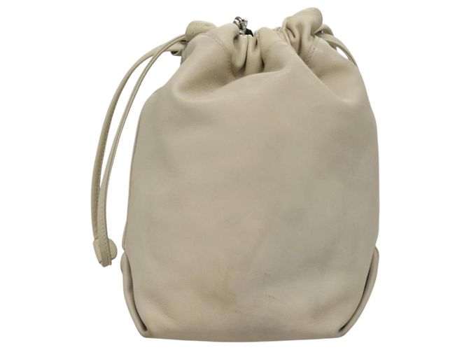 SAINT LAURENT Borsa a Spalla Teddy Small in Pelle Bianca Argento Auth BA4161 Bianco - vista 3
