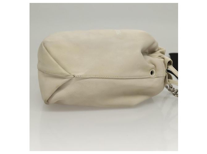 SAINT LAURENT Borsa a Spalla Teddy Small in Pelle Bianca Argento Auth BA4161 Bianco - vista 4