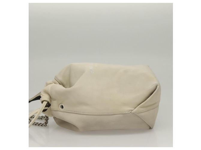SAINT LAURENT Borsa a Spalla Teddy Small in Pelle Bianca Argento Auth BA4161 Bianco - vista 5