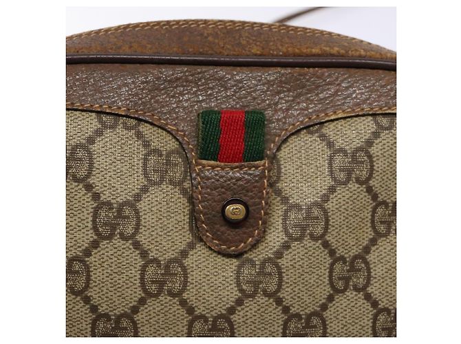 Borsa Gucci GG Supreme Web Sherry Line in PVC Beige Oro 007 58 6112 Auth ep9956 D'oro - vista 15