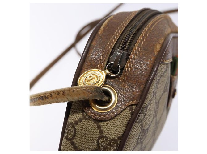 Borsa Gucci GG Supreme Web Sherry Line in PVC Beige Oro 007 58 6112 Auth ep9956 D'oro - vista 16