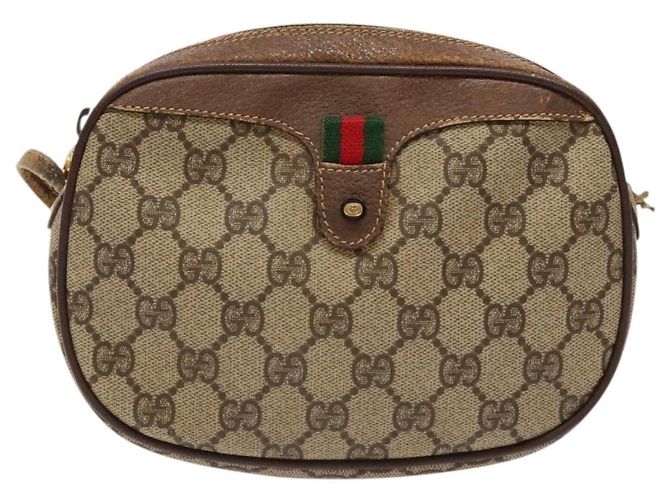 Borsa Gucci GG Supreme Web Sherry Line in PVC Beige Oro 007 58 6112 Auth ep9956 D'oro - vista 2