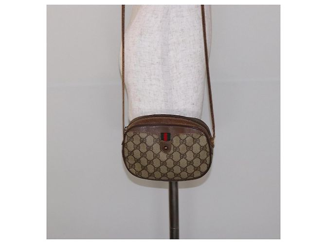 Borsa Gucci GG Supreme Web Sherry Line in PVC Beige Oro 007 58 6112 Auth ep9956 D'oro - vista 22