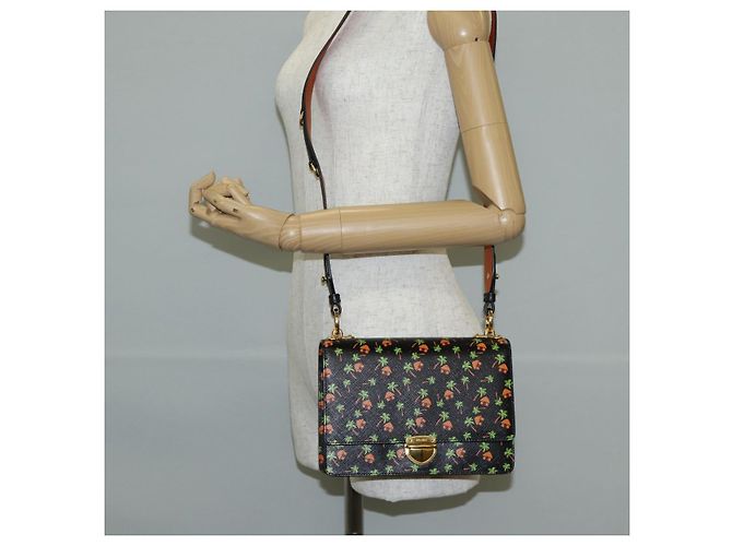 Prada Borsa a Spalla in Pelle Nera e Oro Auth 134572V Nero D'oro - vista 24