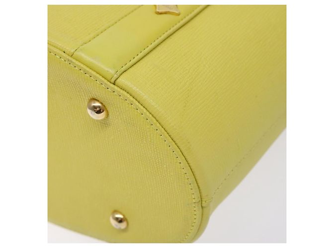 Borsa tote in pelle MCM Studs oro giallo lime Auth 133982 D'oro - vista 10