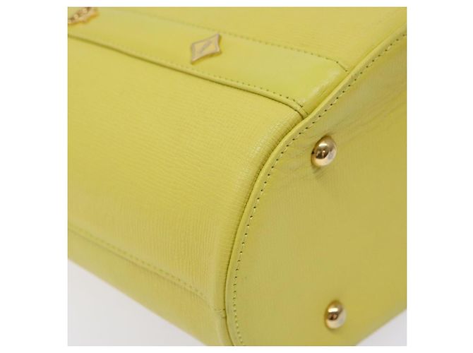 Borsa tote in pelle MCM Studs oro giallo lime Auth 133982 D'oro - vista 11
