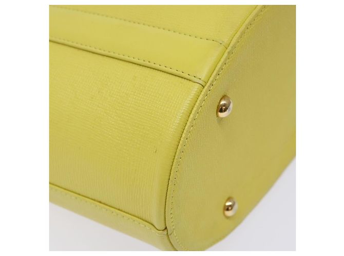 Borsa tote in pelle MCM Studs oro giallo lime Auth 133982 D'oro - vista 13