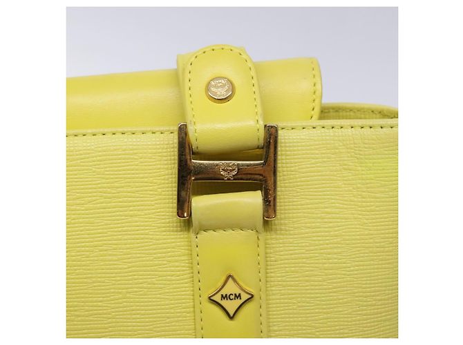 Borsa tote in pelle MCM Studs oro giallo lime Auth 133982 D'oro - vista 15