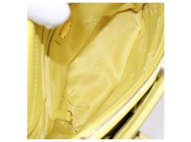 Borsa tote in pelle MCM Studs oro giallo lime Auth 133982 D'oro - vista 18