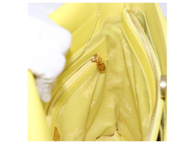 Borsa tote in pelle MCM Studs oro giallo lime Auth 133982 D'oro - vista 19