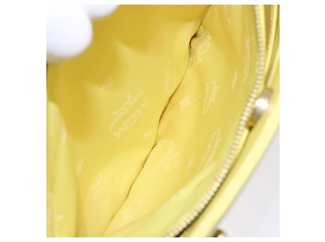 Borsa tote in pelle MCM Studs oro giallo lime Auth 133982 D'oro - vista 22