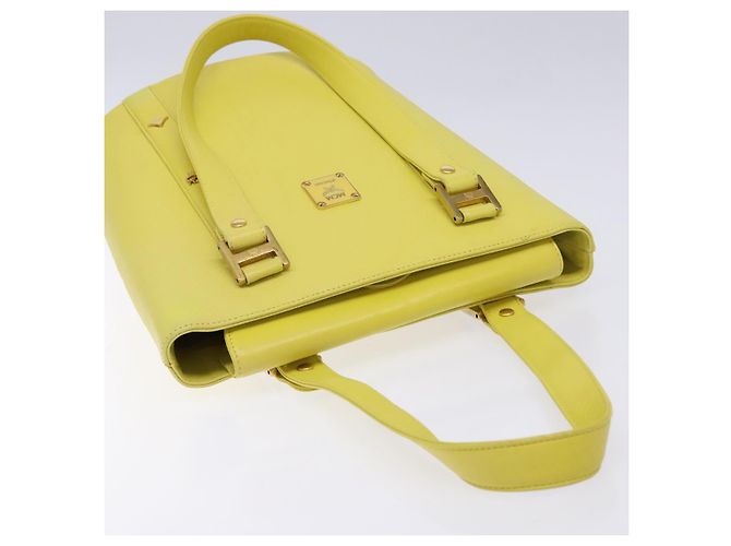 Borsa tote in pelle MCM Studs oro giallo lime Auth 133982 D'oro - vista 6