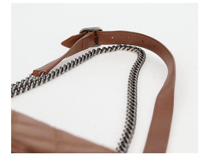CHANEL Matelassé 25 Borsa a Spalla con Catena in Pelle Marrone Argento CC Autenticata 134215 - vista 10