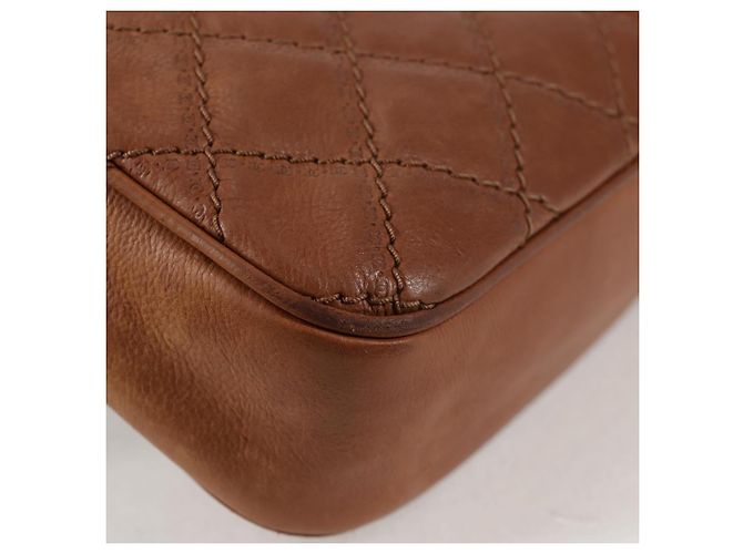 CHANEL Matelassé 25 Borsa a Spalla con Catena in Pelle Marrone Argento CC Autenticata 134215 - vista 14
