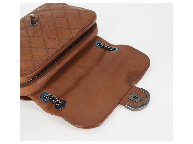 CHANEL Matelassé 25 Borsa a Spalla con Catena in Pelle Marrone Argento CC Autenticata 134215 - vista 16