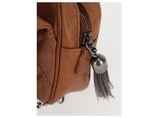 CHANEL Matelassé 25 Borsa a Spalla con Catena in Pelle Marrone Argento CC Autenticata 134215 - vista 19