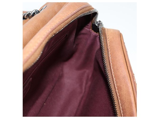 CHANEL Matelassé 25 Borsa a Spalla con Catena in Pelle Marrone Argento CC Autenticata 134215 - vista 22