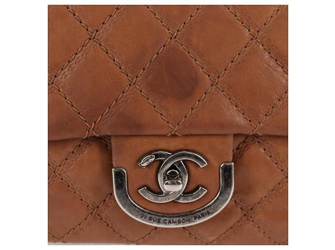 CHANEL Matelassé 25 Borsa a Spalla con Catena in Pelle Marrone Argento CC Autenticata 134215 - vista 3